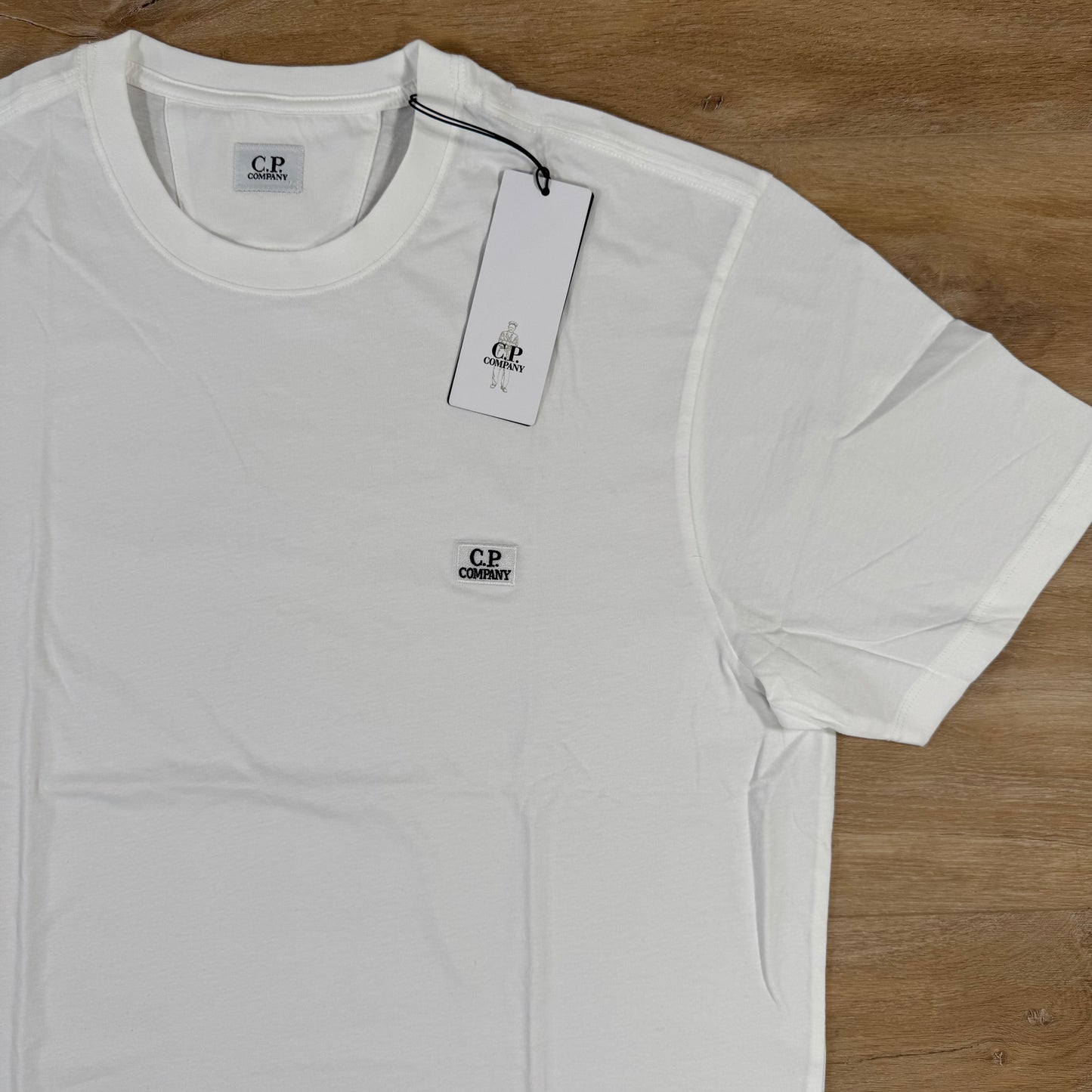 C.P. Company 30/1 Jersey Logo Patch T-Shirt in Gauze White