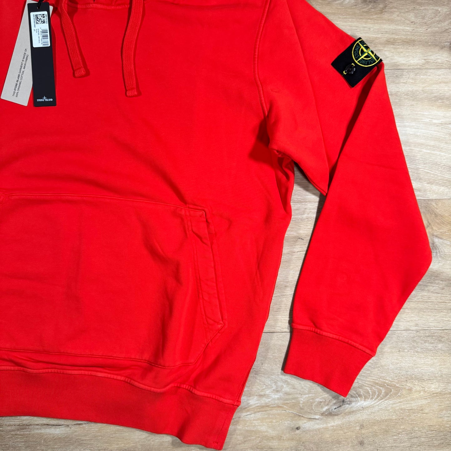 Stone Island Organic Cotton Fleece Pullover Hoodie in Scarlet Red
