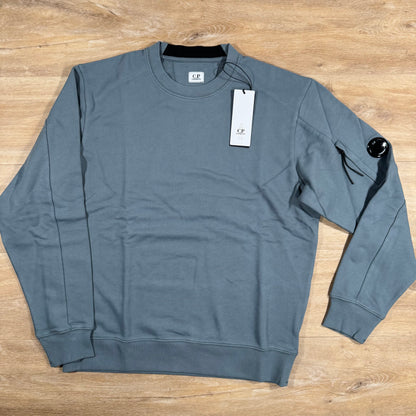 C.P. Company Diagonal Raised Fleece Lens Sweatshirt in Stormy Weather - Blue