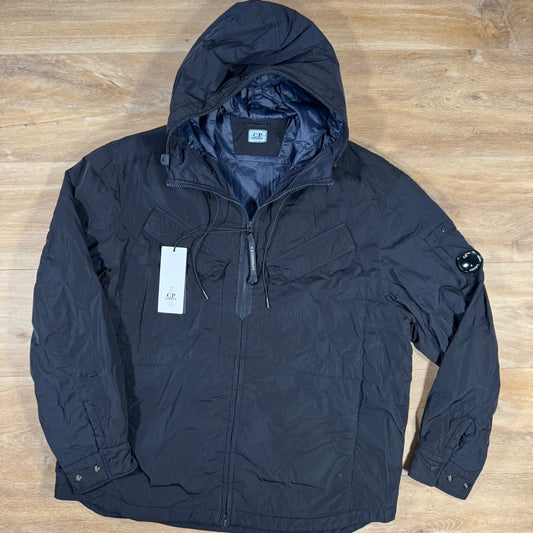 C.P. Company Chrome-R Hooded Zipped Lens Overshirt in Navy