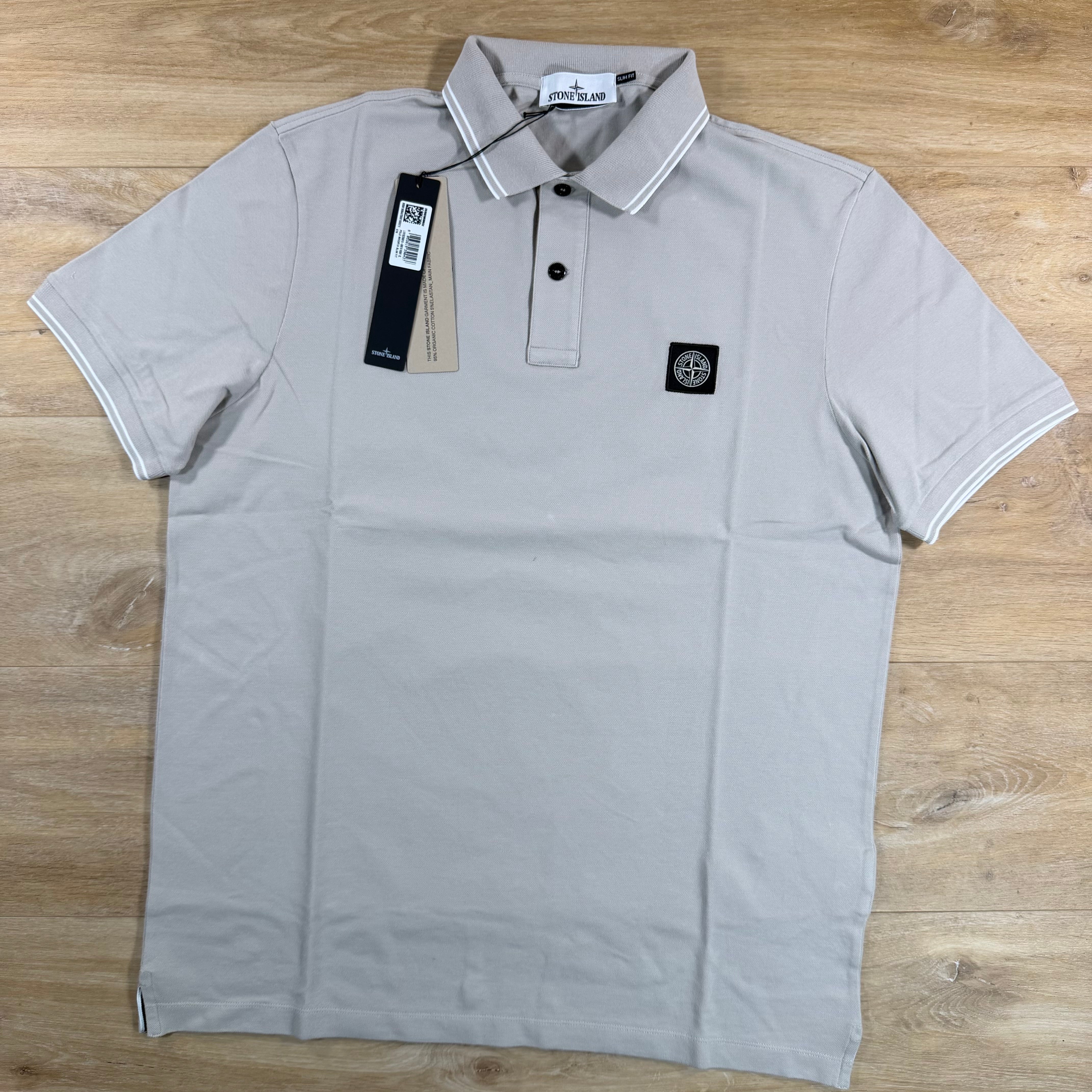 Stone Island Patch Logo Polo Shirt in Pearl Grey