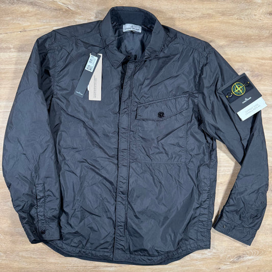 Stone Island Garment Dyed Crinkle Reps NY Overshirt in Black