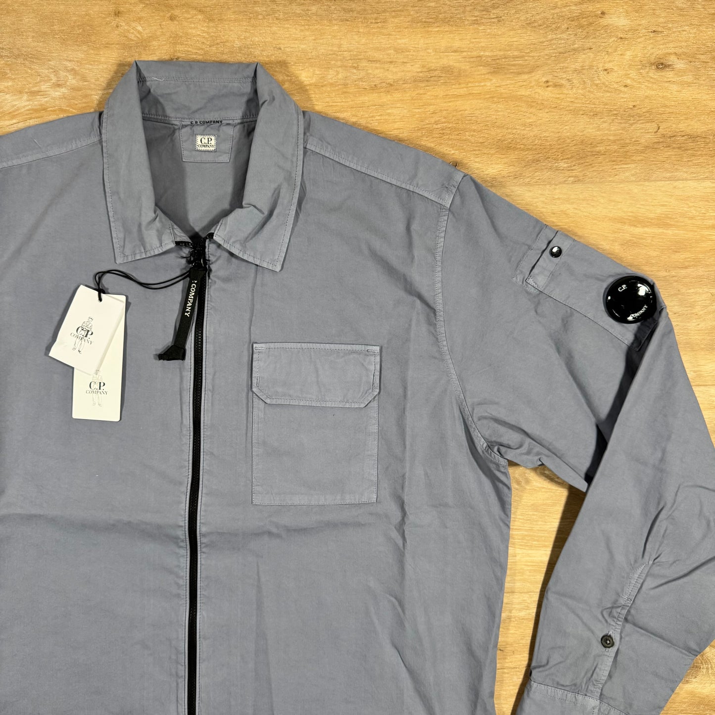 C.P. Company Organic Gabardine Lens Overshirt in Lavender Violet