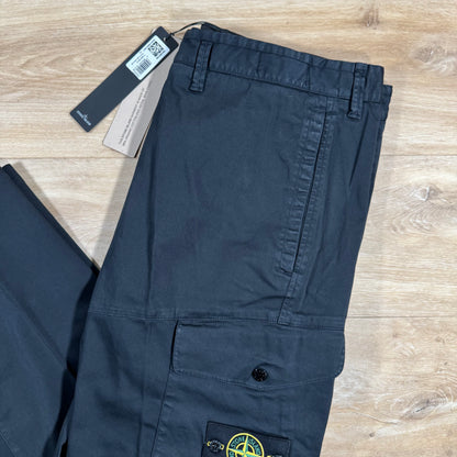 Stone Island Satin Stretch Cargo Trousers in Navy