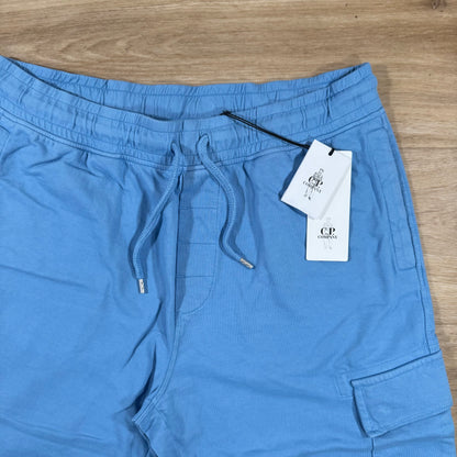 C.P. Company Light Fleece Cargo Lens Shorts in Pacific Coast - Light Blue