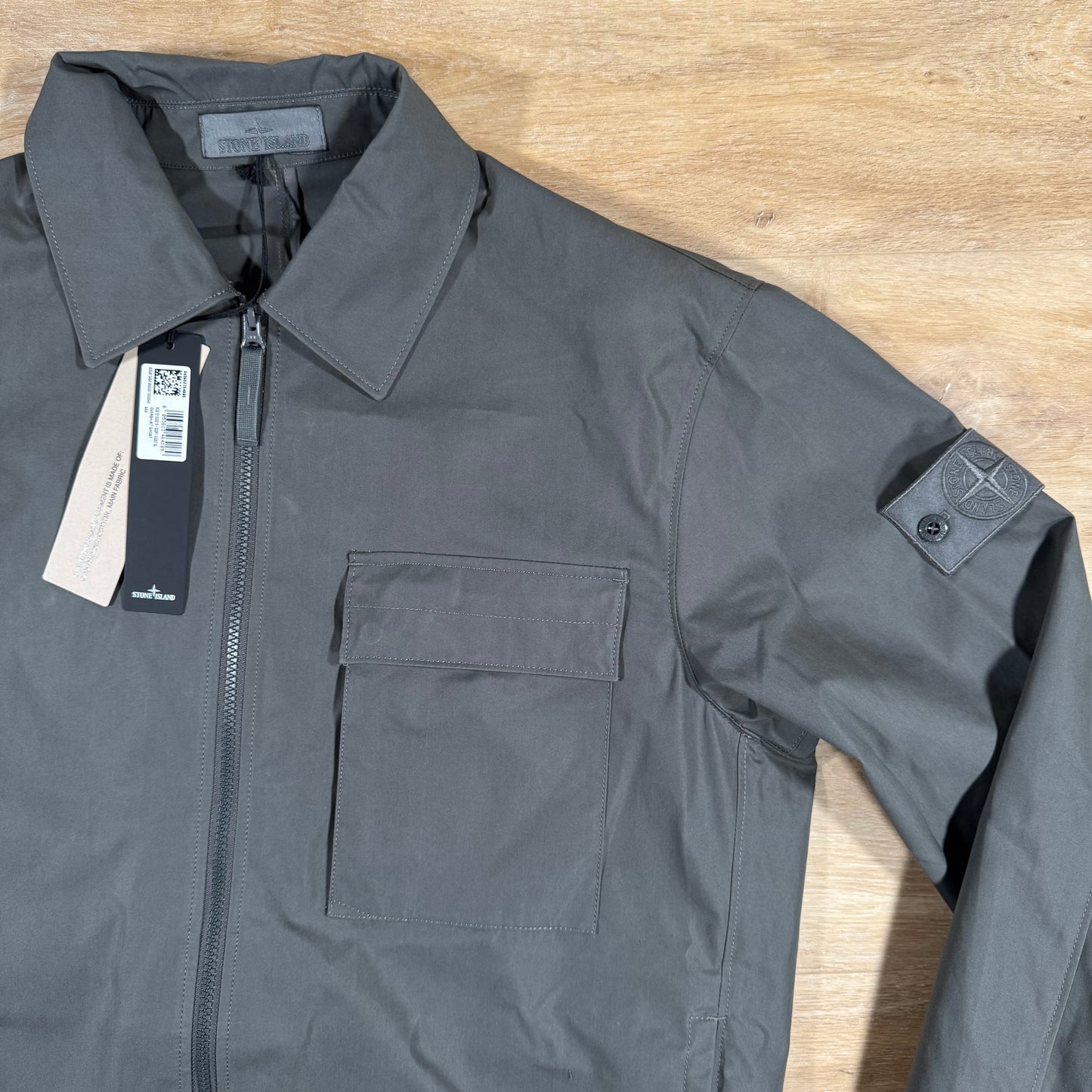 Stone Island Ghost Weatherproof Cotton Canvas Overshirt in Dark Grey