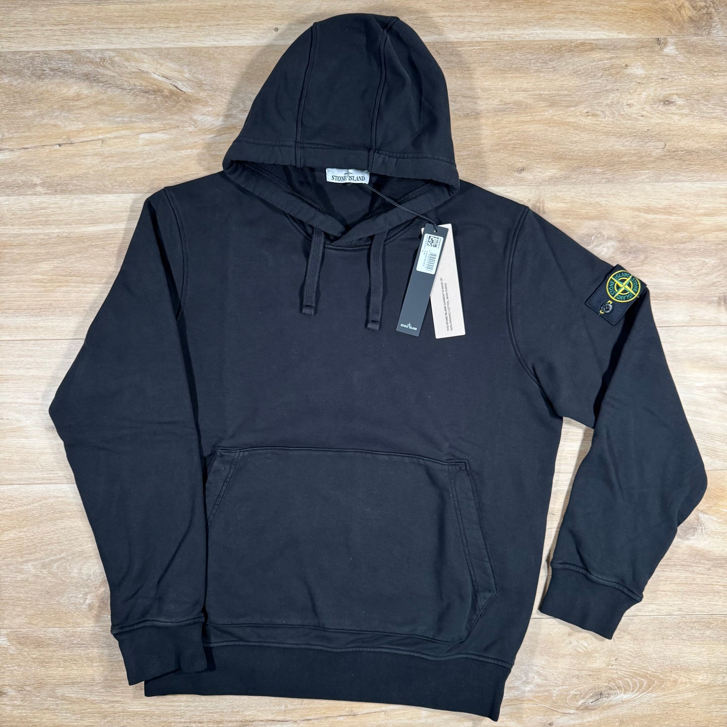 Stone Island Organic Cotton Fleece Pullover Hoodie in Black