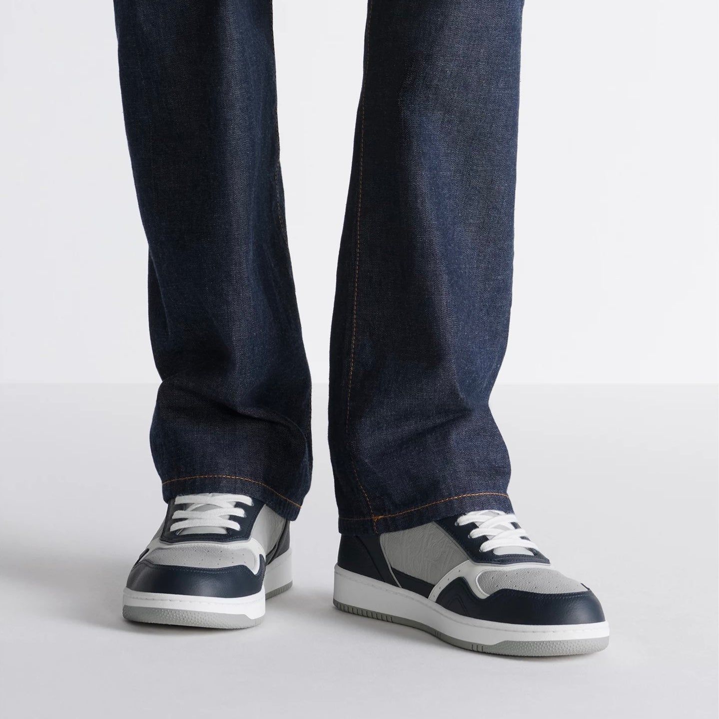 Dior B27 Uptown Low-Top Sneaker in Navy Blue / Dior Grey