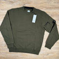 C.P. Company Diagonal Raised Fleece Crewneck Lens Sweatshirt in Ivy Green