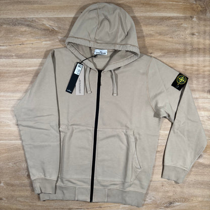 Stone Island Organic Cotton Fleece Zip Hoodie in Desert