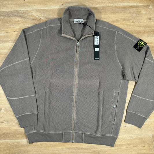 Stone Island Old Treatment Full-Zip Sweatshirt in Dove Grey