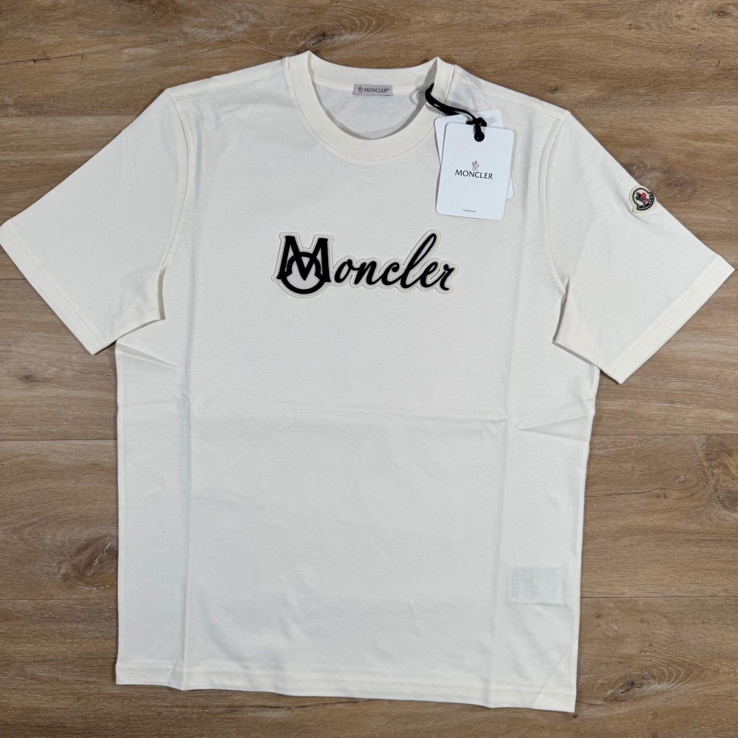 Moncler Embroidered Varsity Logo T-Shirt in White