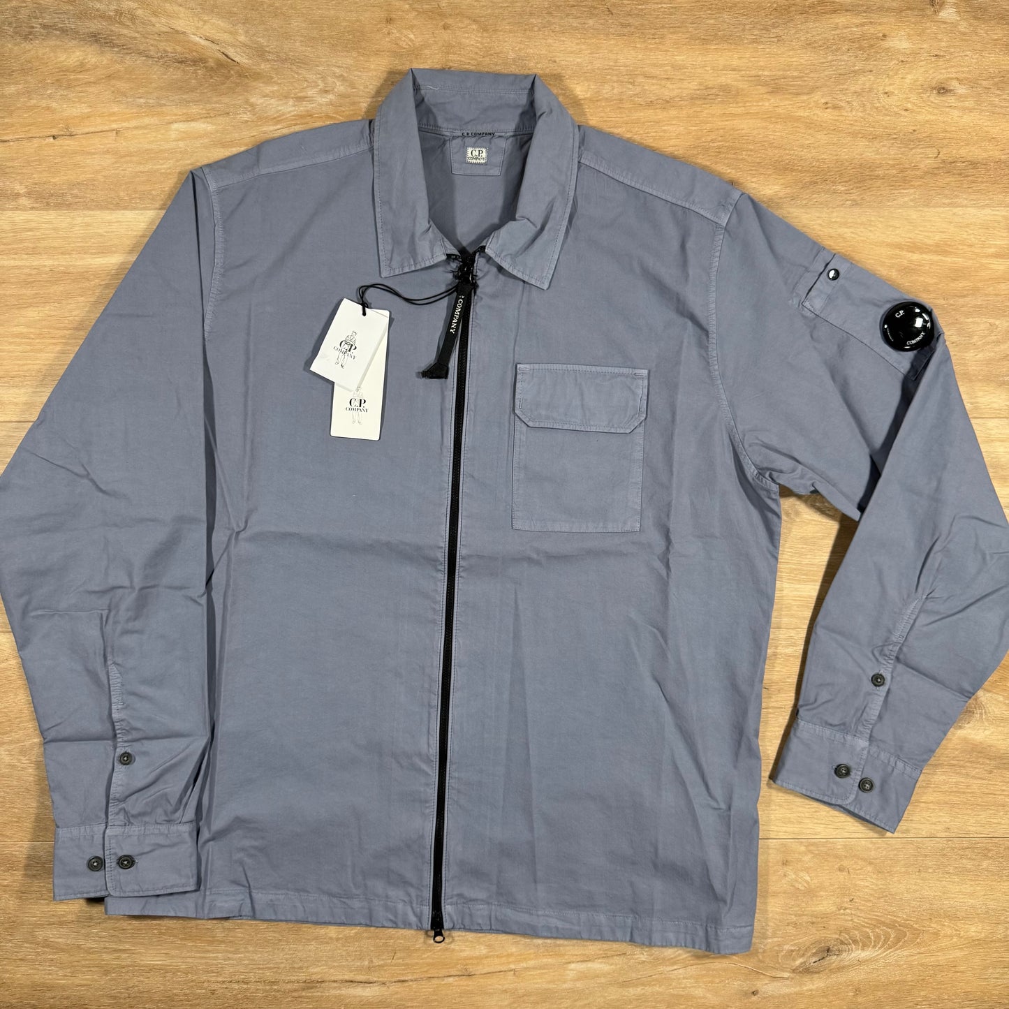 C.P. Company Organic Gabardine Lens Overshirt in Lavender Violet