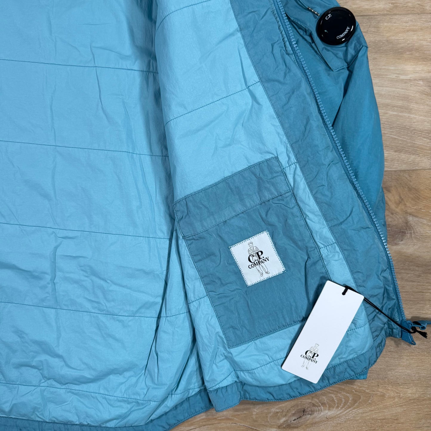C.P. Company Chrome-R Hooded Zipped Lens Overshirt in Aegean Blue