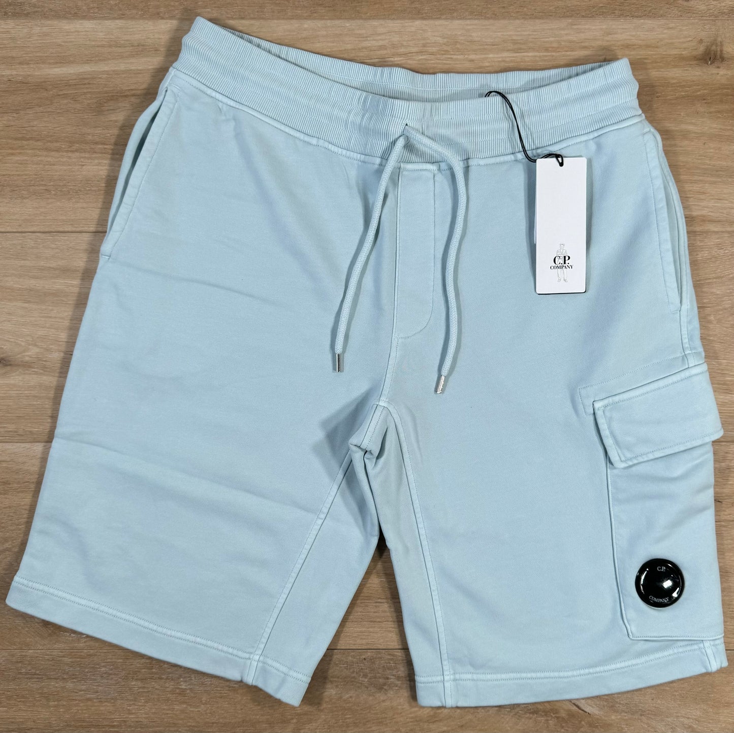 C.P. Company Cotton Fleece Lens Shorts in Starlight Blue