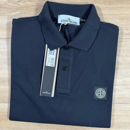 Stone Island Organic Cotton Pique Polo Shirt in Navy