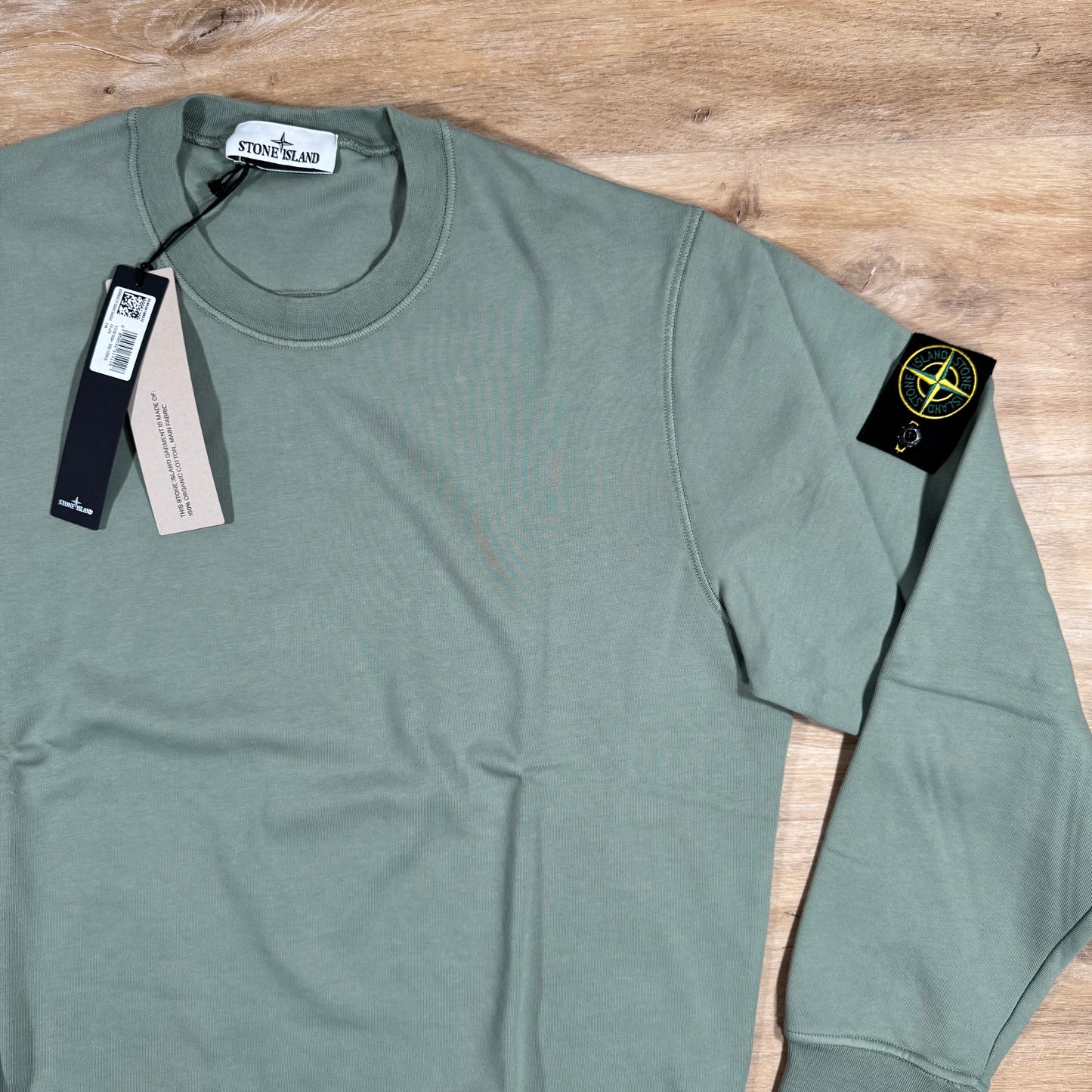 Stone Island Organic Cotton Fleece Sweatshirt in Sage Green