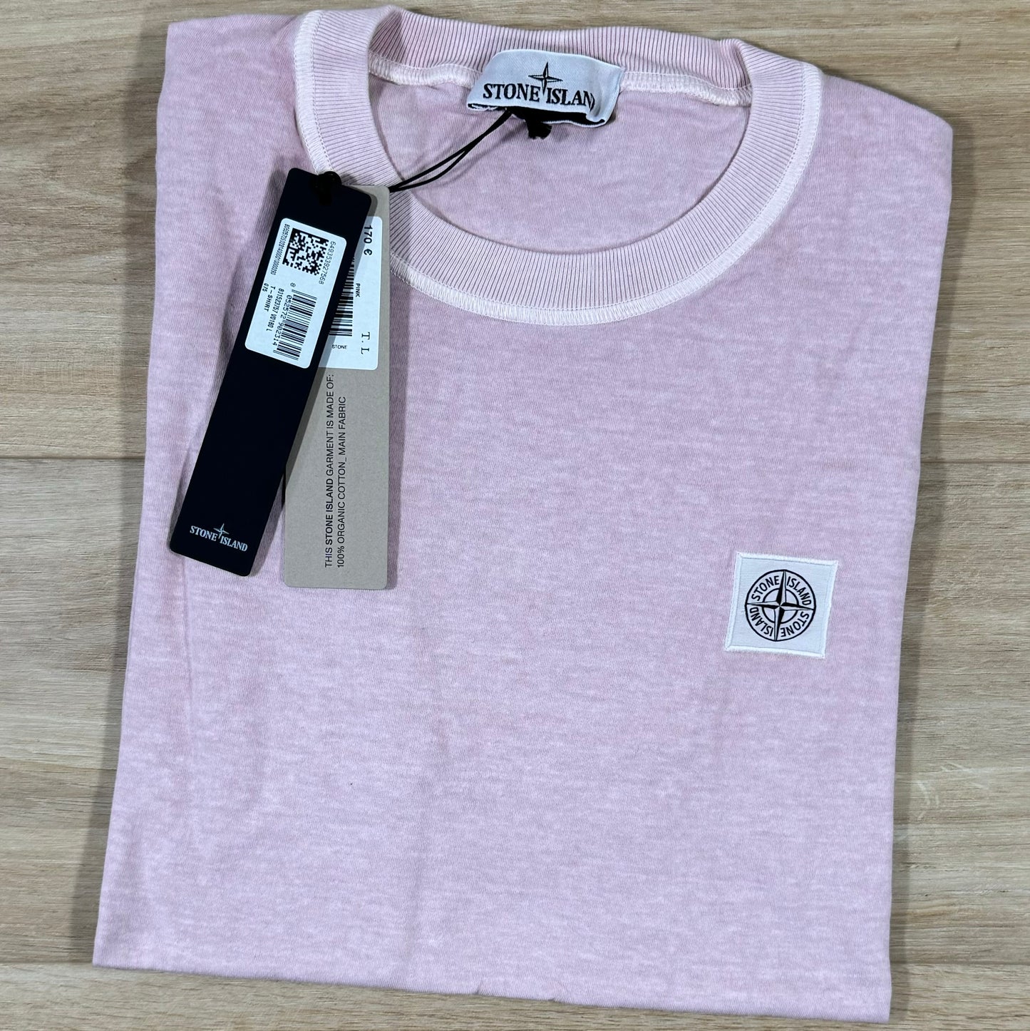 Stone Island Patch Logo Cotton T-Shirt in Pink