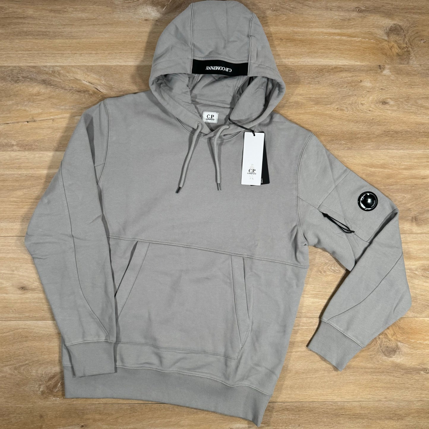 C.P. Company Diagonal Raised Lens Hoodie in Drizzle Grey