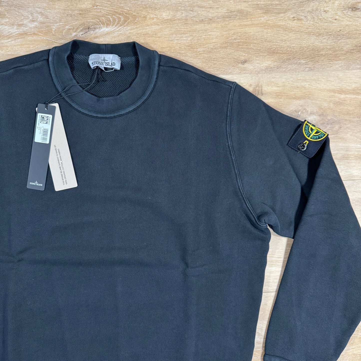 Stone Island Diagonal Fleece Old Effect Sweatshirt in Black