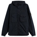 Stone Island Stretch Organic Cotton Twill Hooded Overshirt in Navy