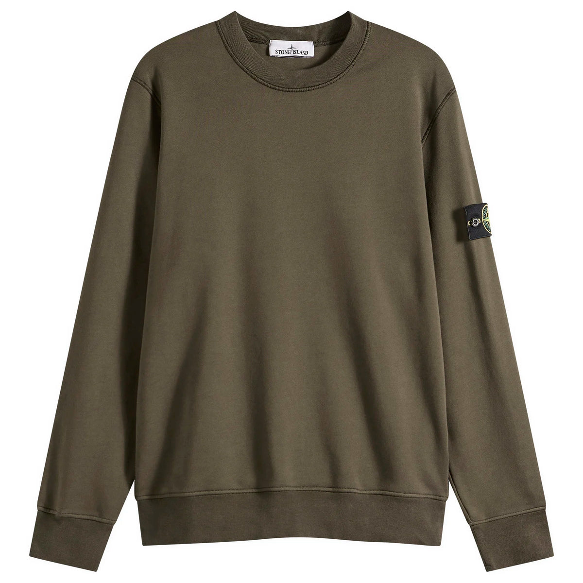 Stone Island Organic Cotton Fleece Crewneck Sweatshirt in Coal Grey