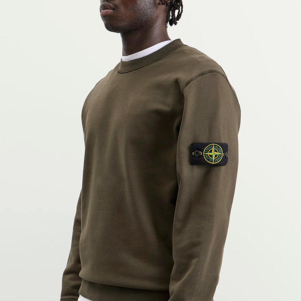 Stone Island Organic Cotton Fleece Crewneck Sweatshirt in Coal Grey