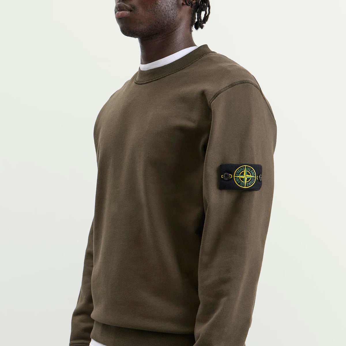 Stone Island Organic Cotton Fleece Crewneck Sweatshirt in Coal Grey