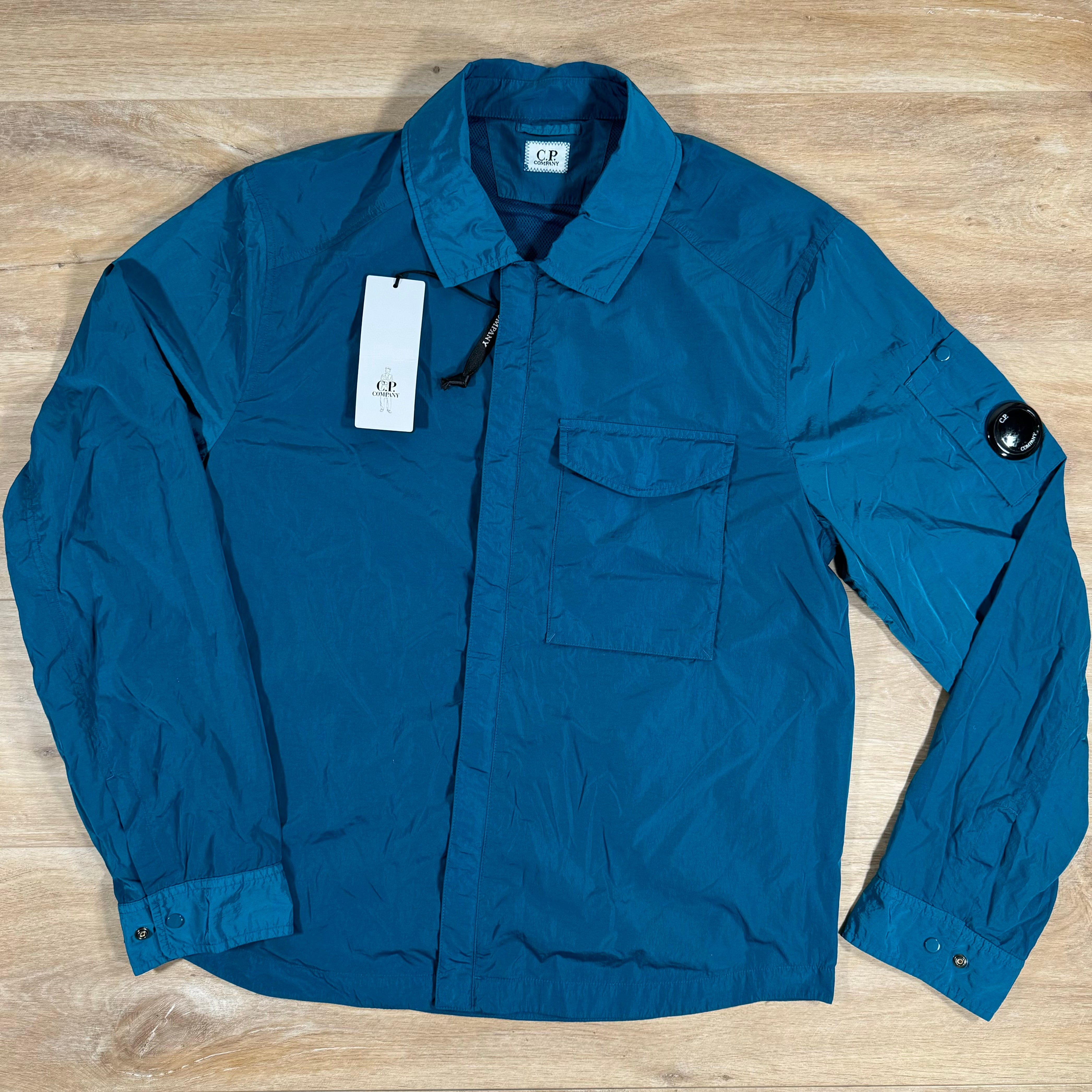 Cp company chrome overshirt blue best sale