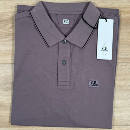 C.P. Company Stretch Piquet Striped Collar Polo Shirt in Purple Dove