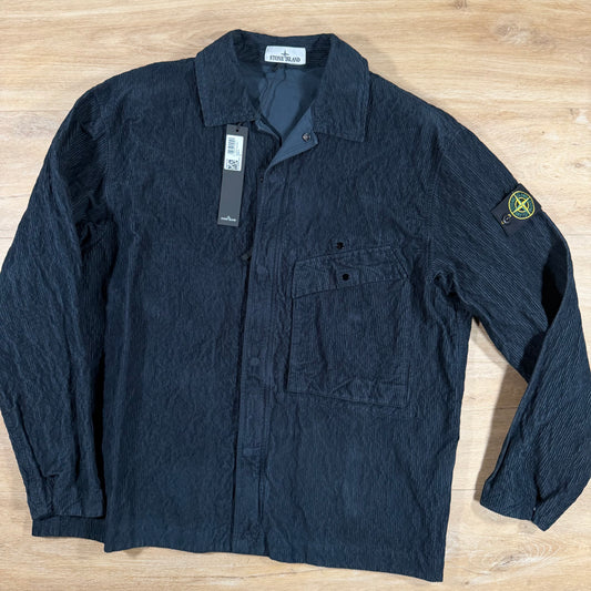 Stone Island Wrinkled Corduroy 500-TC Overshirt in Navy