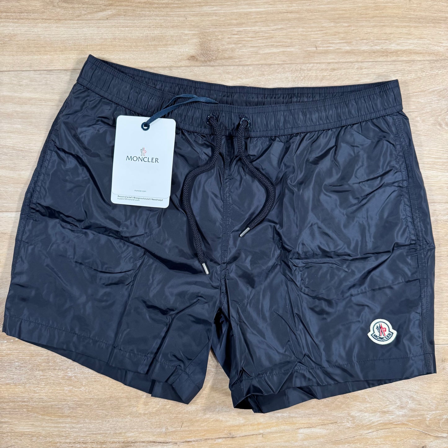 Moncler Logo Patch Swim Shorts in Night Blue