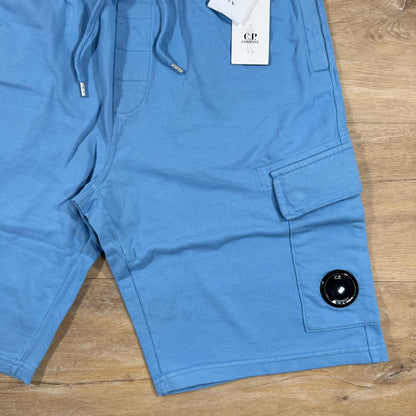 C.P. Company Light Fleece Cargo Lens Shorts in Pacific Coast - Light Blue