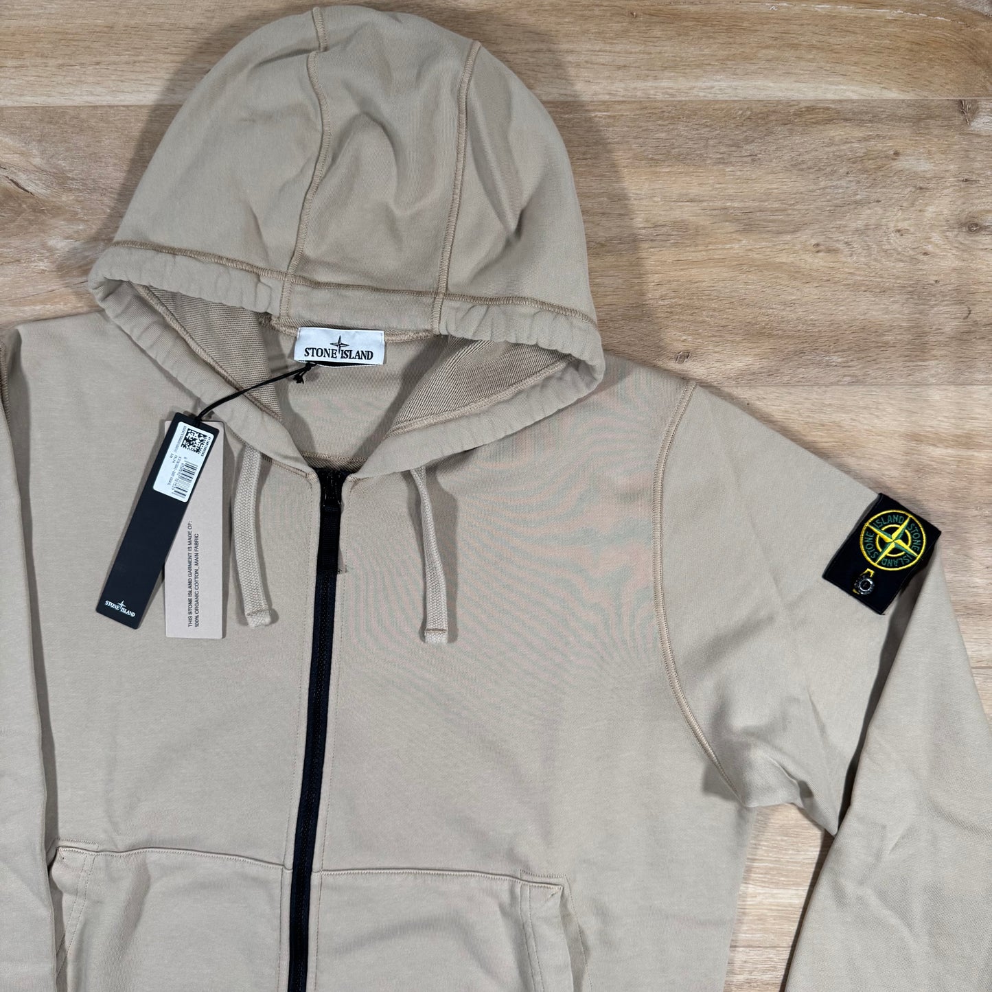 Stone Island Organic Cotton Fleece Zip Hoodie in Desert