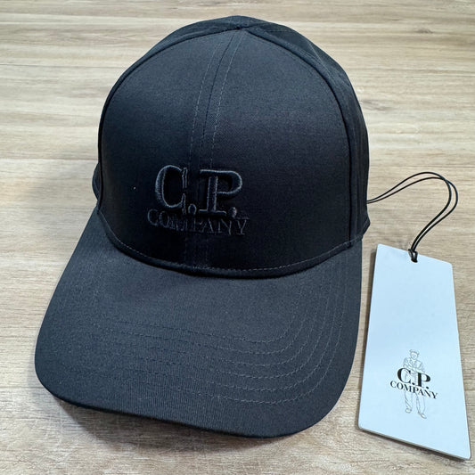 C.P. Company Gabardine Logo Cap in Black