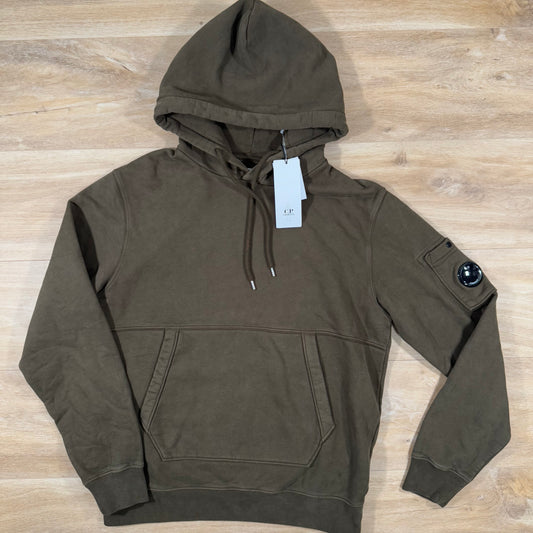 C.P. Company Garment Dyed Lens Hoodie in Ivy Green