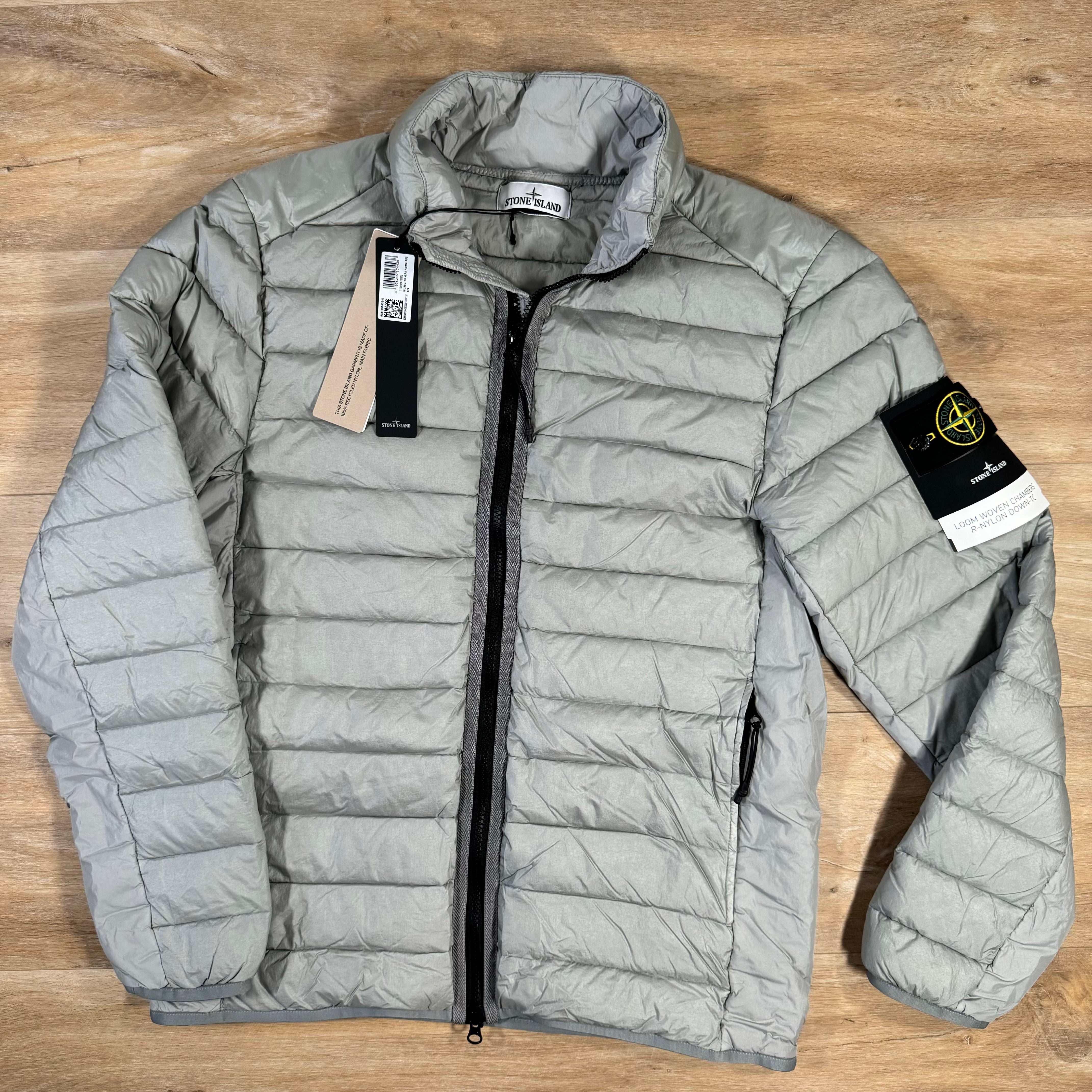 Stone Island Loom Woven Chambers Nylon Down TC Jacket in Grey