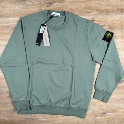 Stone Island Organic Cotton Fleece Sweatshirt in Sage Green