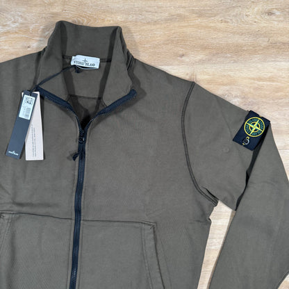 Stone Island Organic Cotton Full-Zip Sweatshirt in Military Green