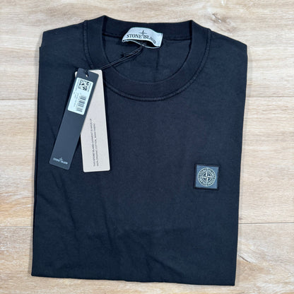 Stone Island Fissato Effect Patch Logo T-Shirt in Black