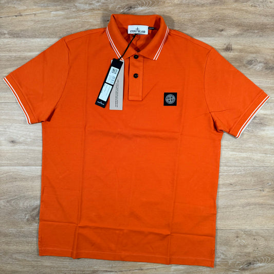 Stone Island Patch Polo Shirt in Orange
