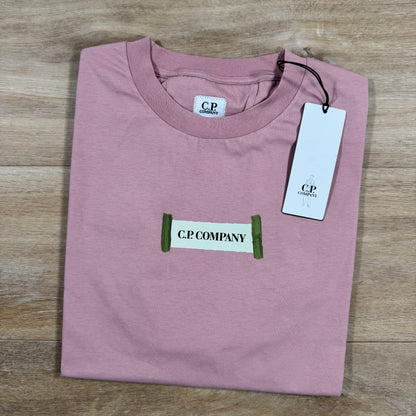 C.P. Company 30/1 Jersey Logo T-Shirt in Misty Rose - Pink