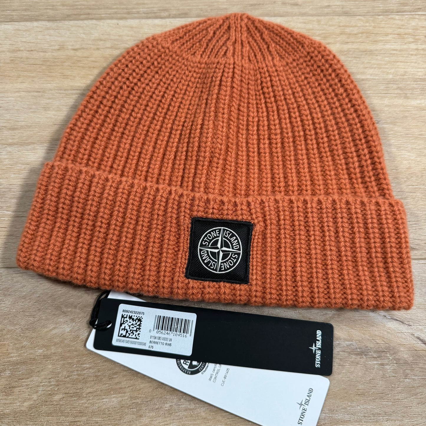 Stone Island Patch Beanie in Orange