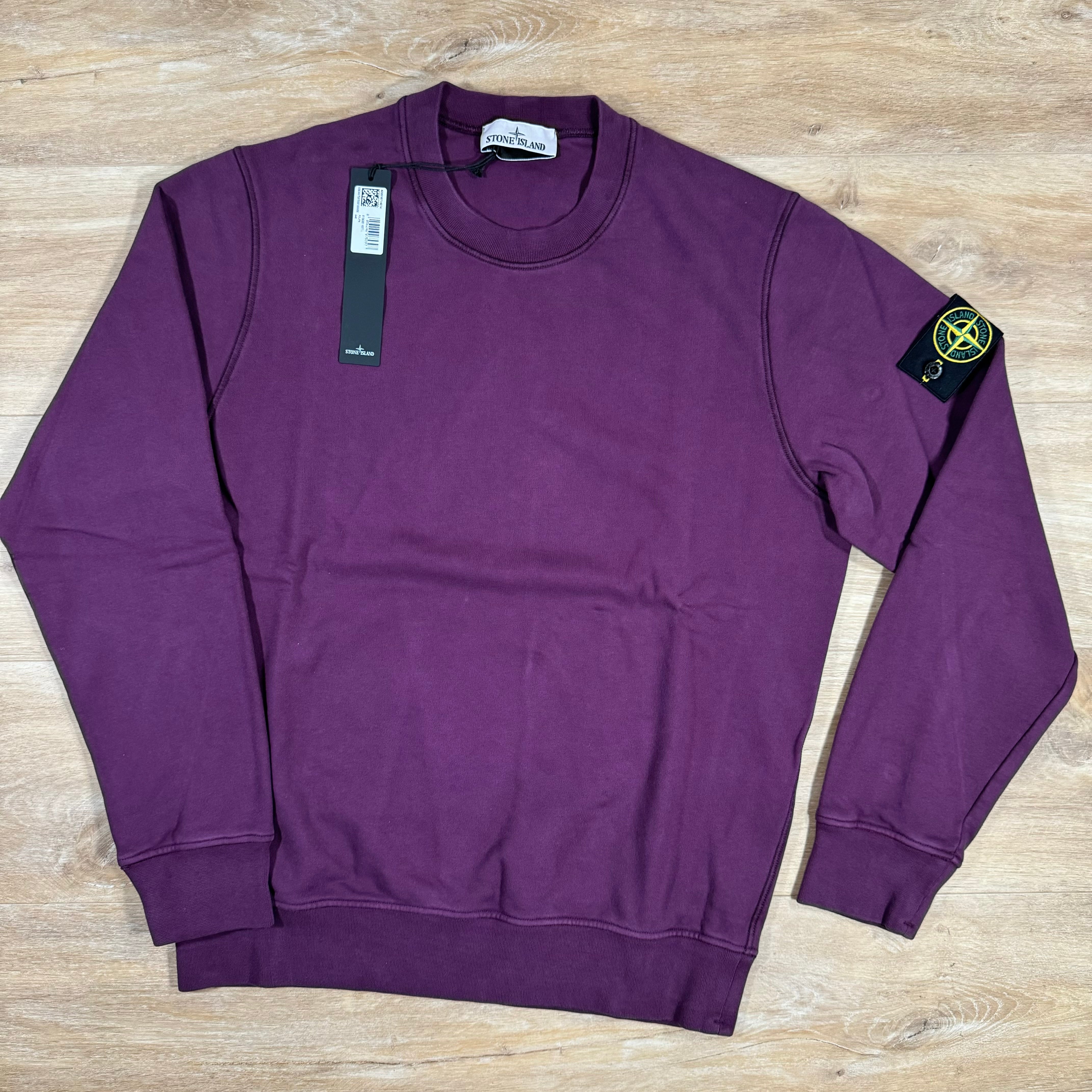 Stone Island Garment Dyed Crewneck Sweatshirt in Burgundy