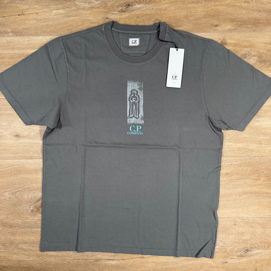 C.P. Company 24/1 Front and Back Logo T-Shirt in Smoked Pearl