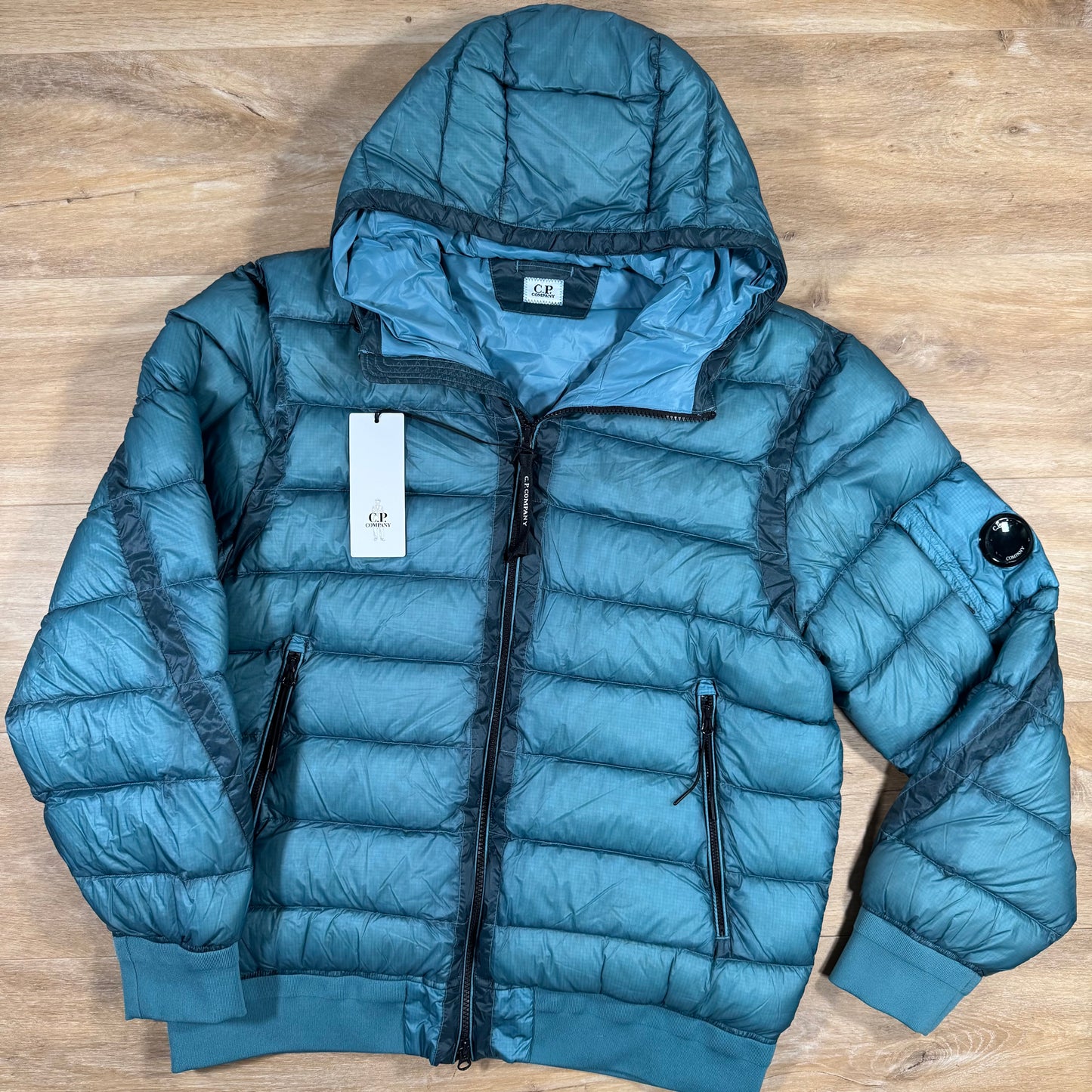 C.P. Company D.D. Shell Lens Down Jacket in Aegean Blue
