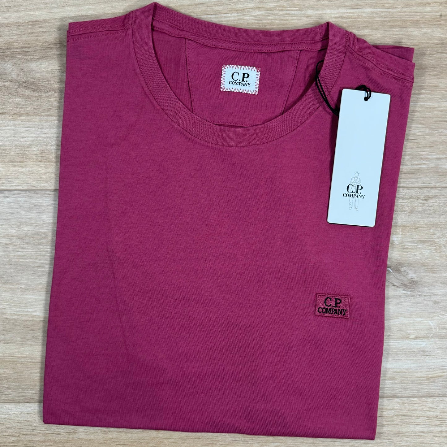 C.P. Company Embroidered Logo T-Shirt in Red Bud