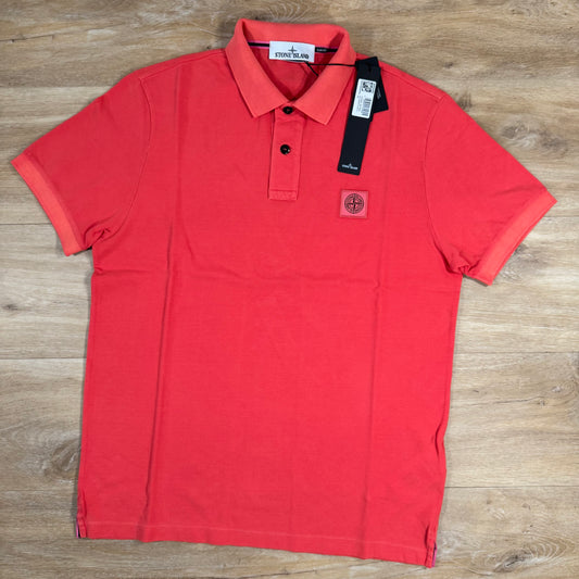 Stone Island Organic Cotton Overdye Polo Shirt in Papaya