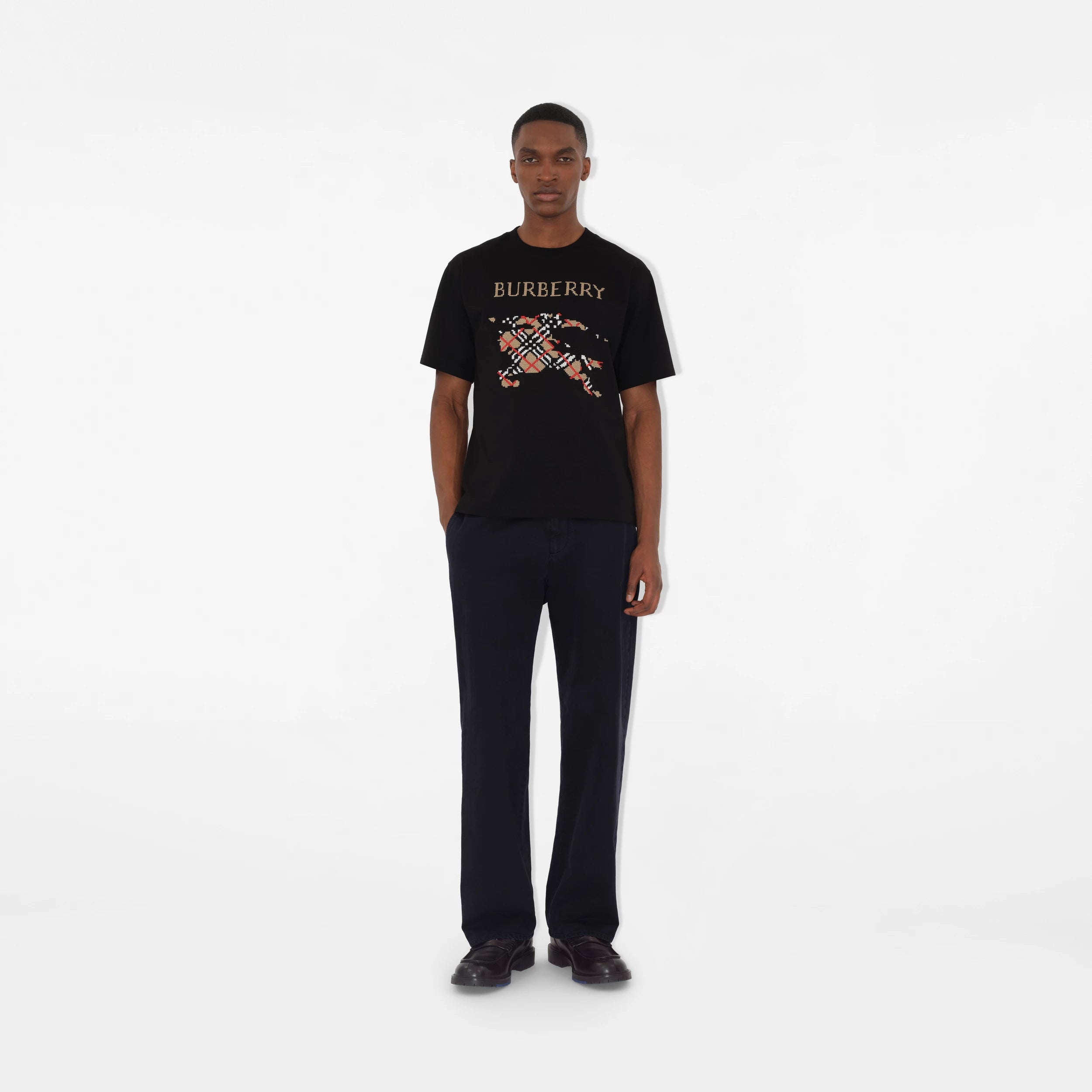 Burberry Ryan Cross Stitch EKD T-Shirt in Black
