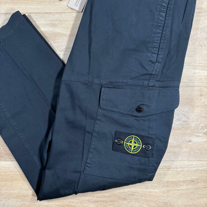 Stone Island Satin Stretch Cargo Trousers in Navy